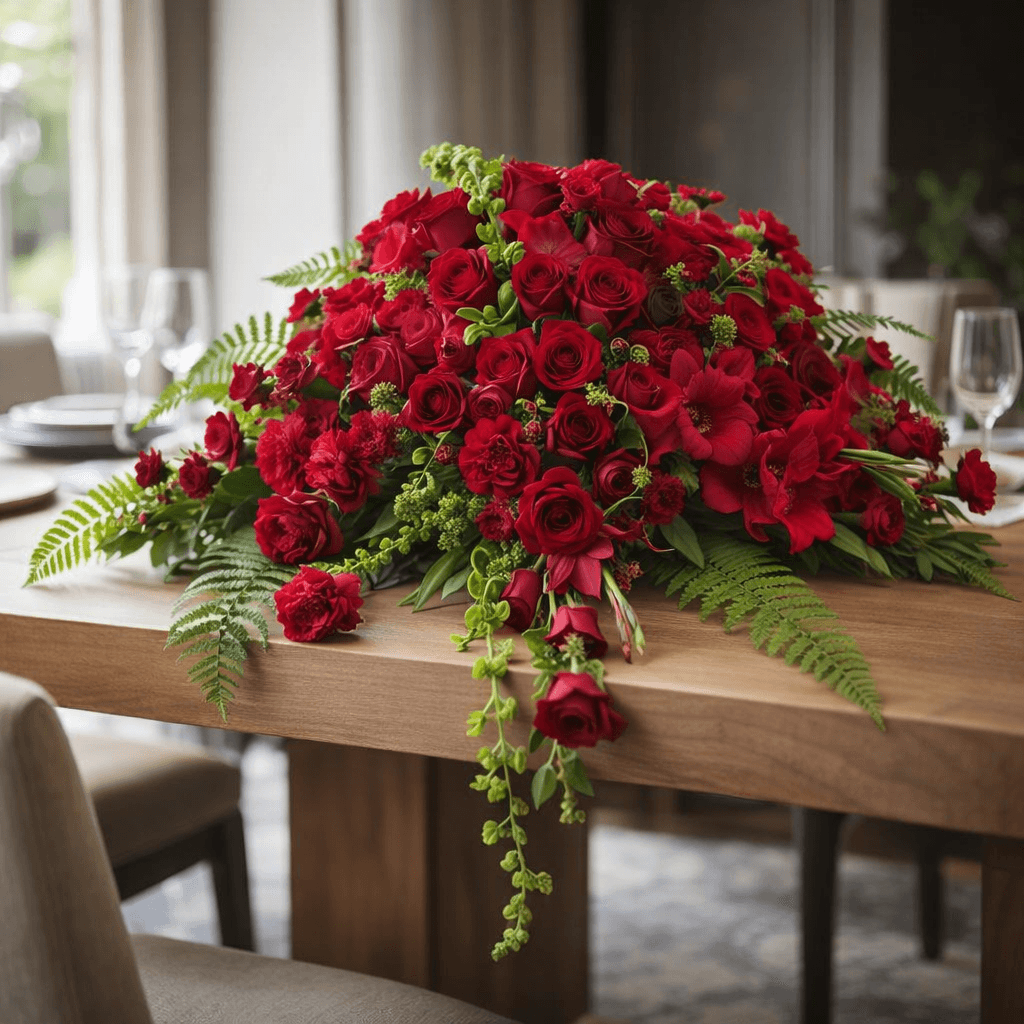 Red Rose Sanctuary Casket Spray