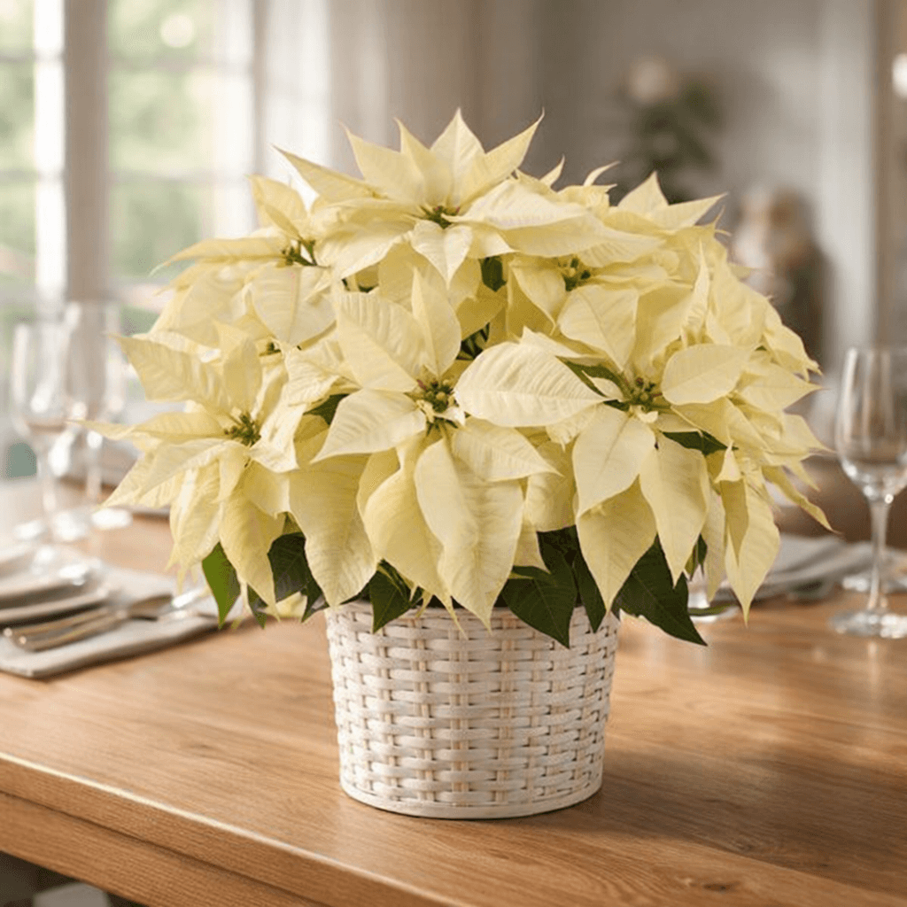 WhitePoinsettia Basket (Large)