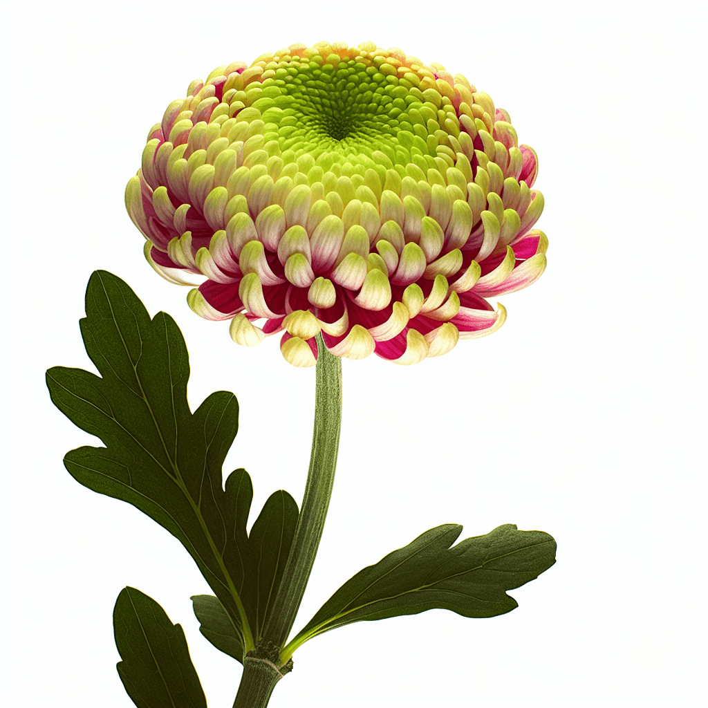 Button Pom flower - botanical image
