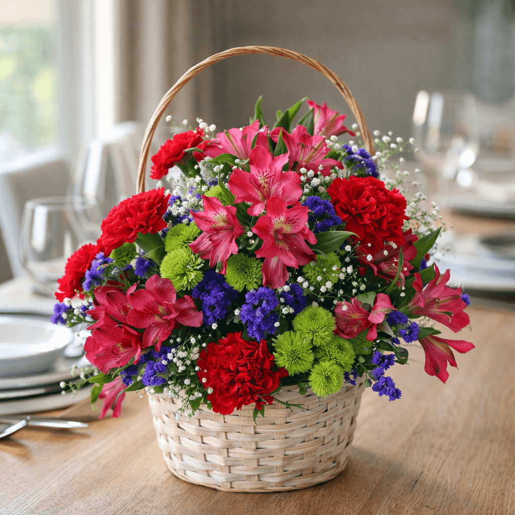 Colorful Flower Basket Arrangement