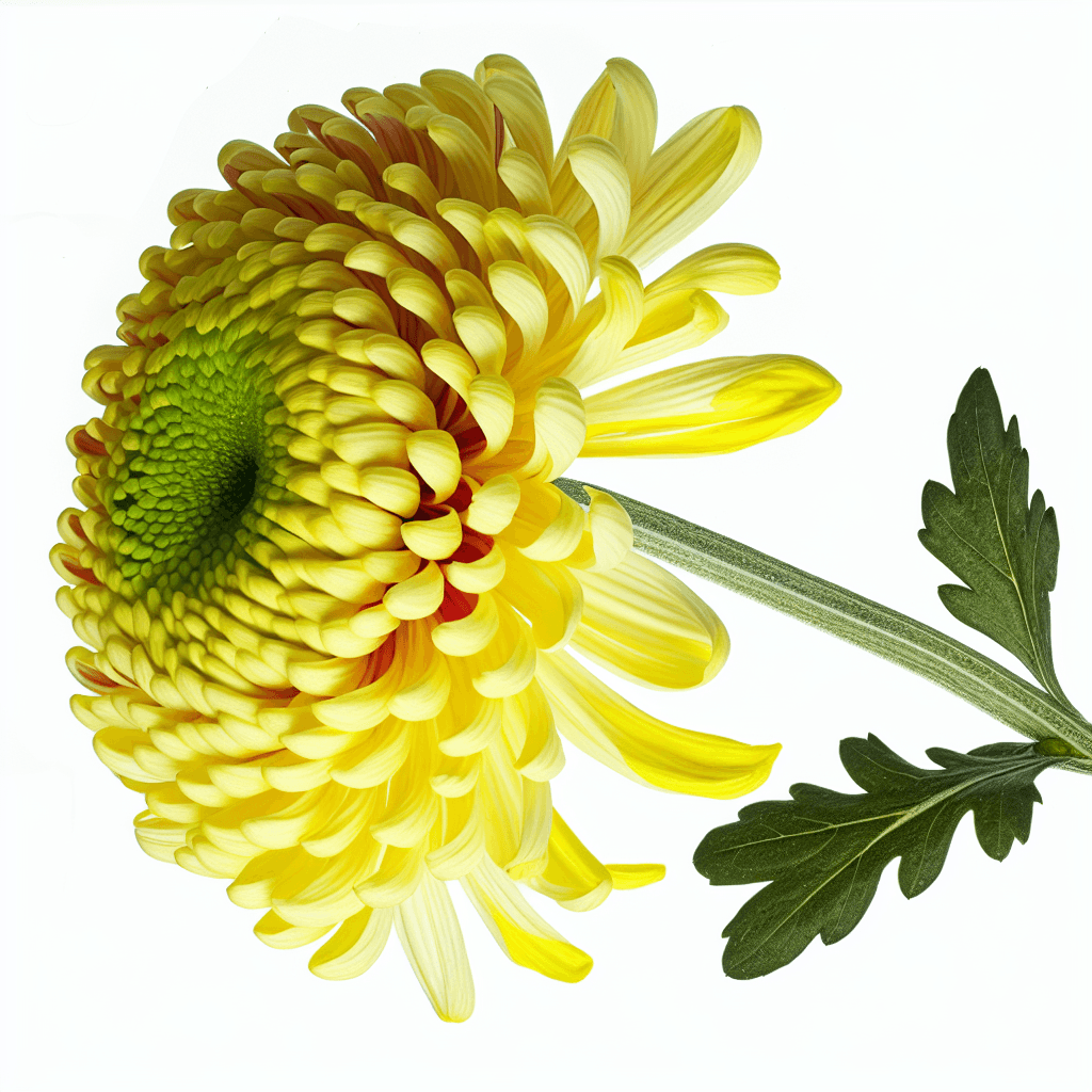 Daisy Pompon flower - botanical image