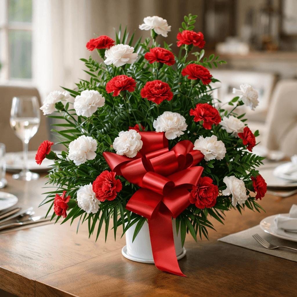Red and White Handled Basket