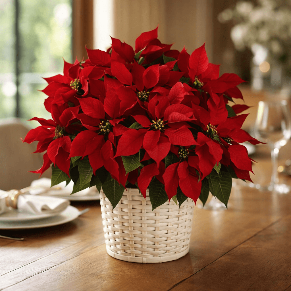 Red Poinsettia Basket (Large)