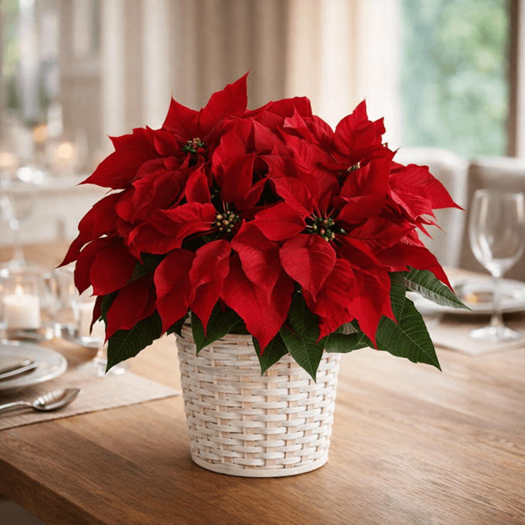 Red Poinsettia Basket (Small)
