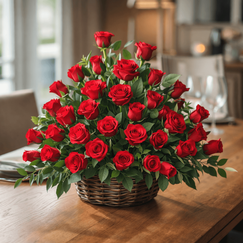 Rose Radiance Flower Basket Arrangement
