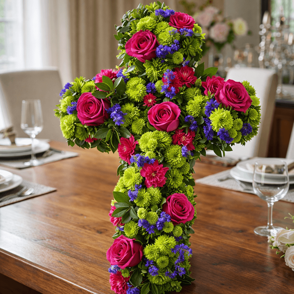 Tribute Rose Floral Cross
