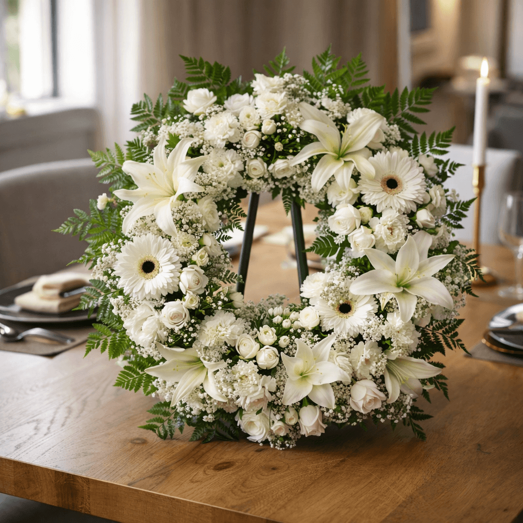Wreath of Mixed White Flowers