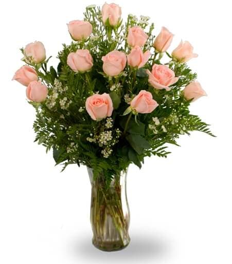 Fifteen peach roses